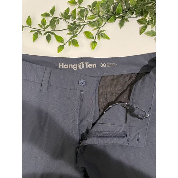 Hang Ten Mens Plaid Navy Blue Polyester/Elastane Shorts Size 38 - Picture 6 of 14